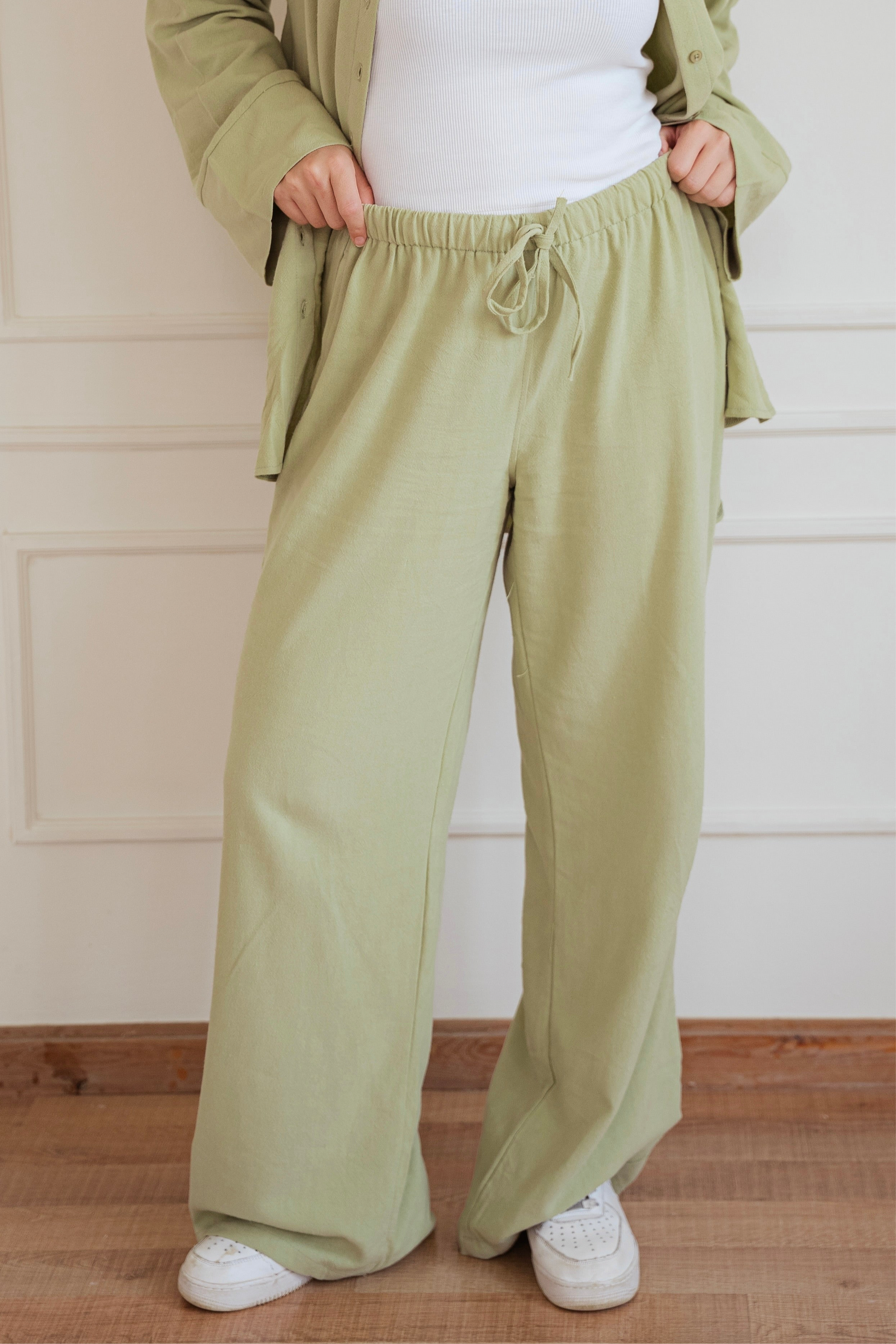 Lino - wide pants in Pistachio