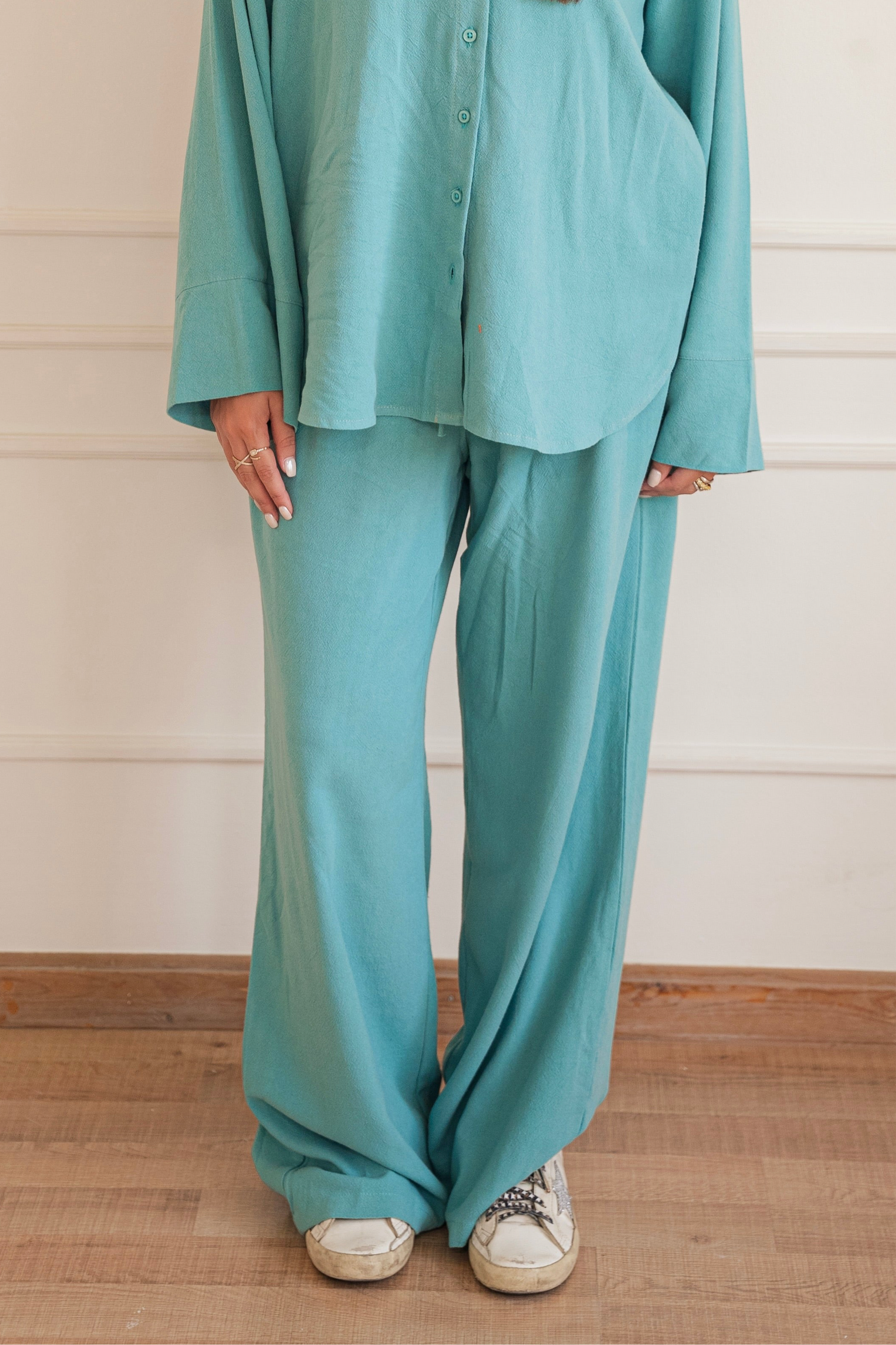 Lino - wide pants in Teal