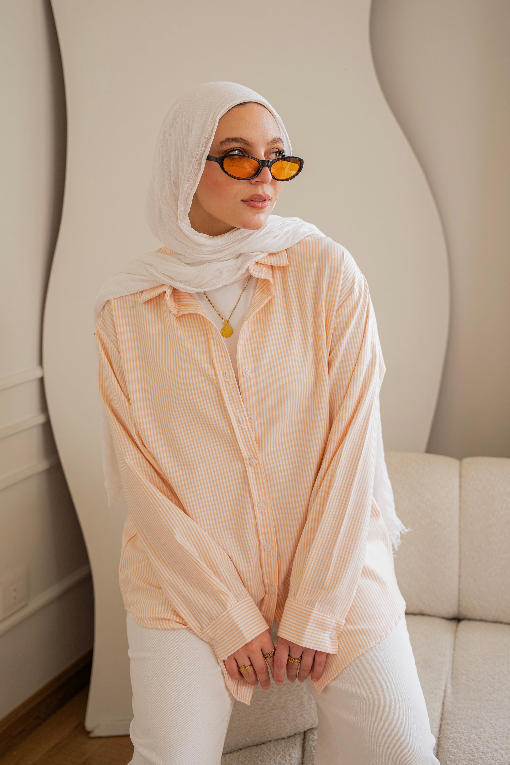 Ease - shirt striped oxford in orange