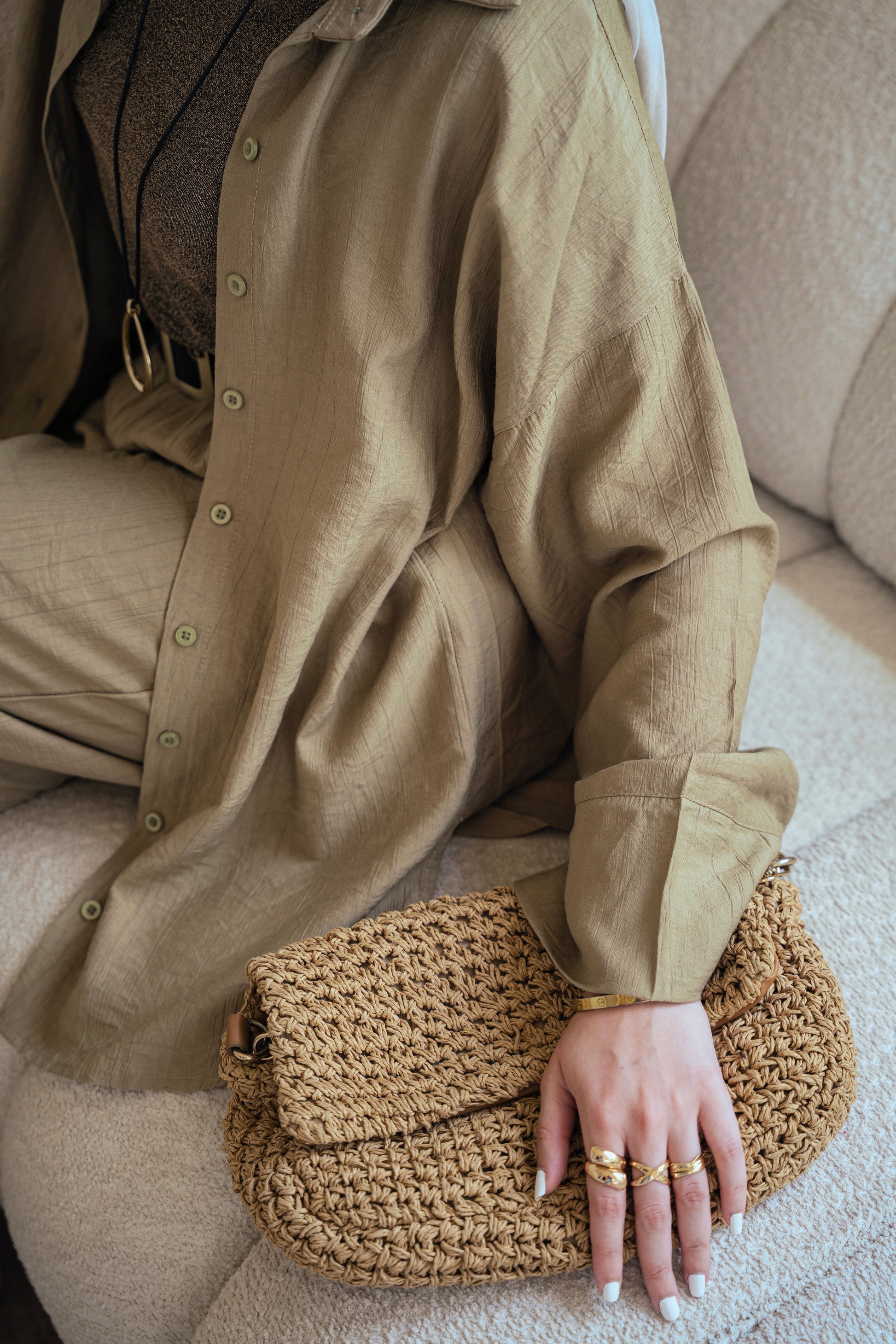 Crinkled - set in Olive