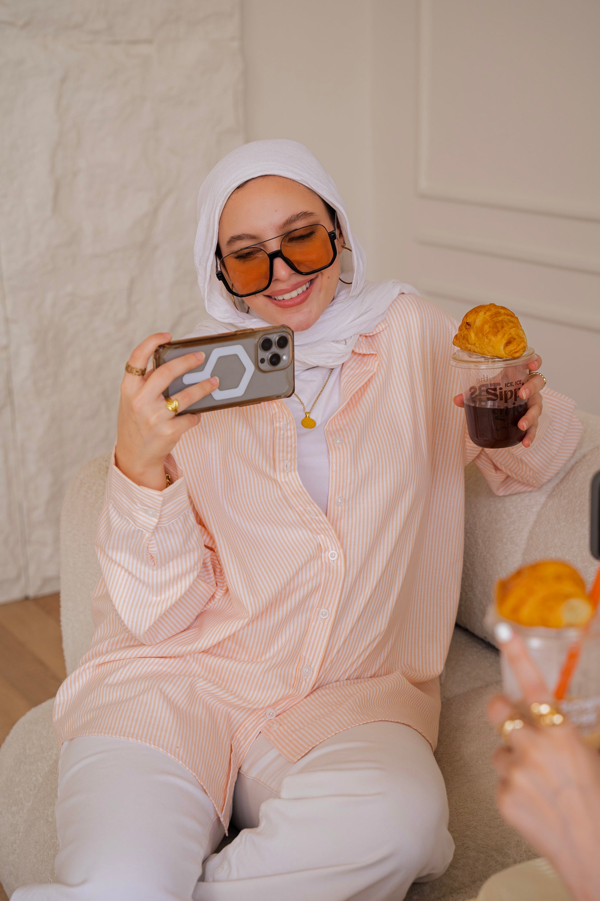 Ease - shirt striped oxford in orange