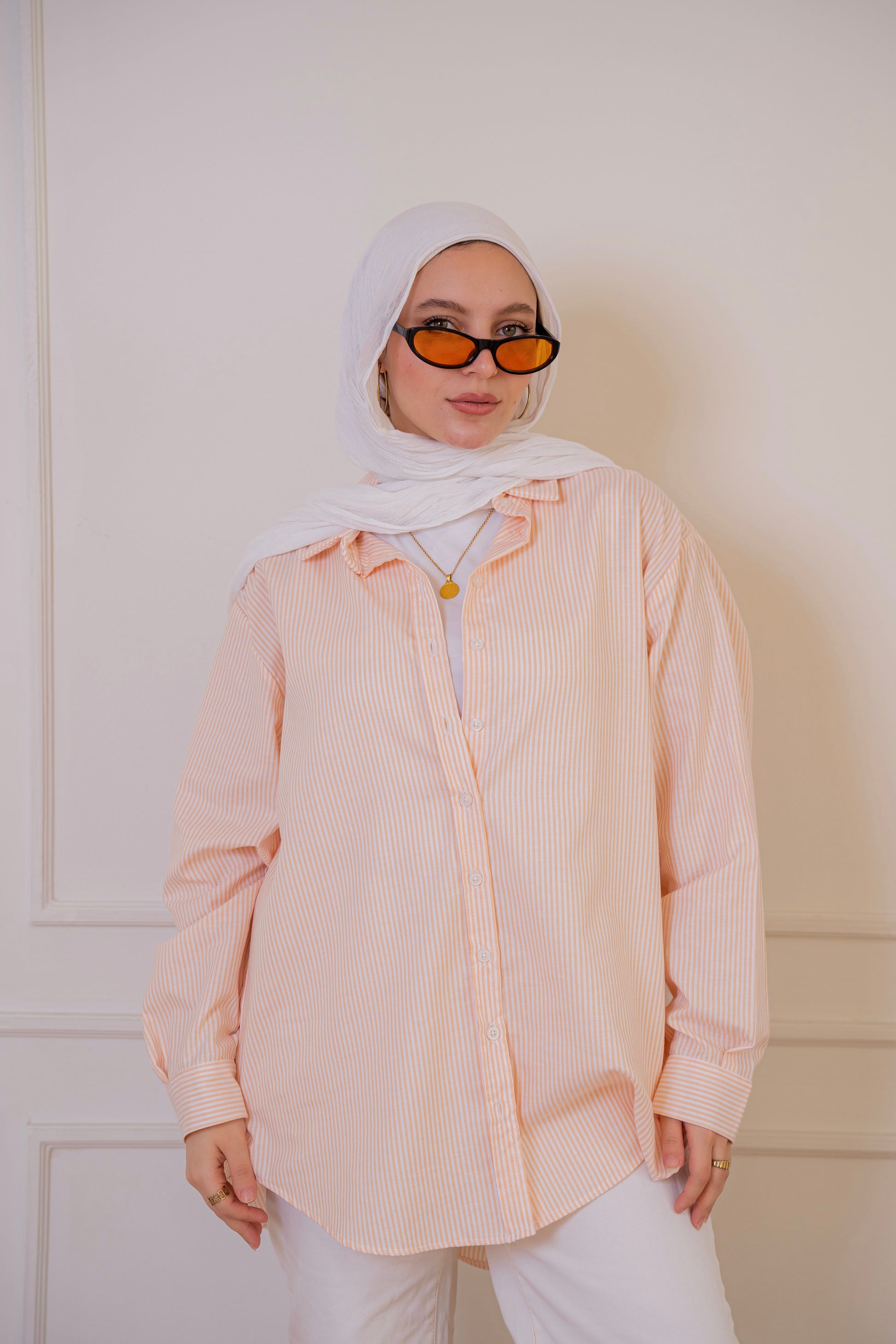 Ease - shirt striped oxford in orange