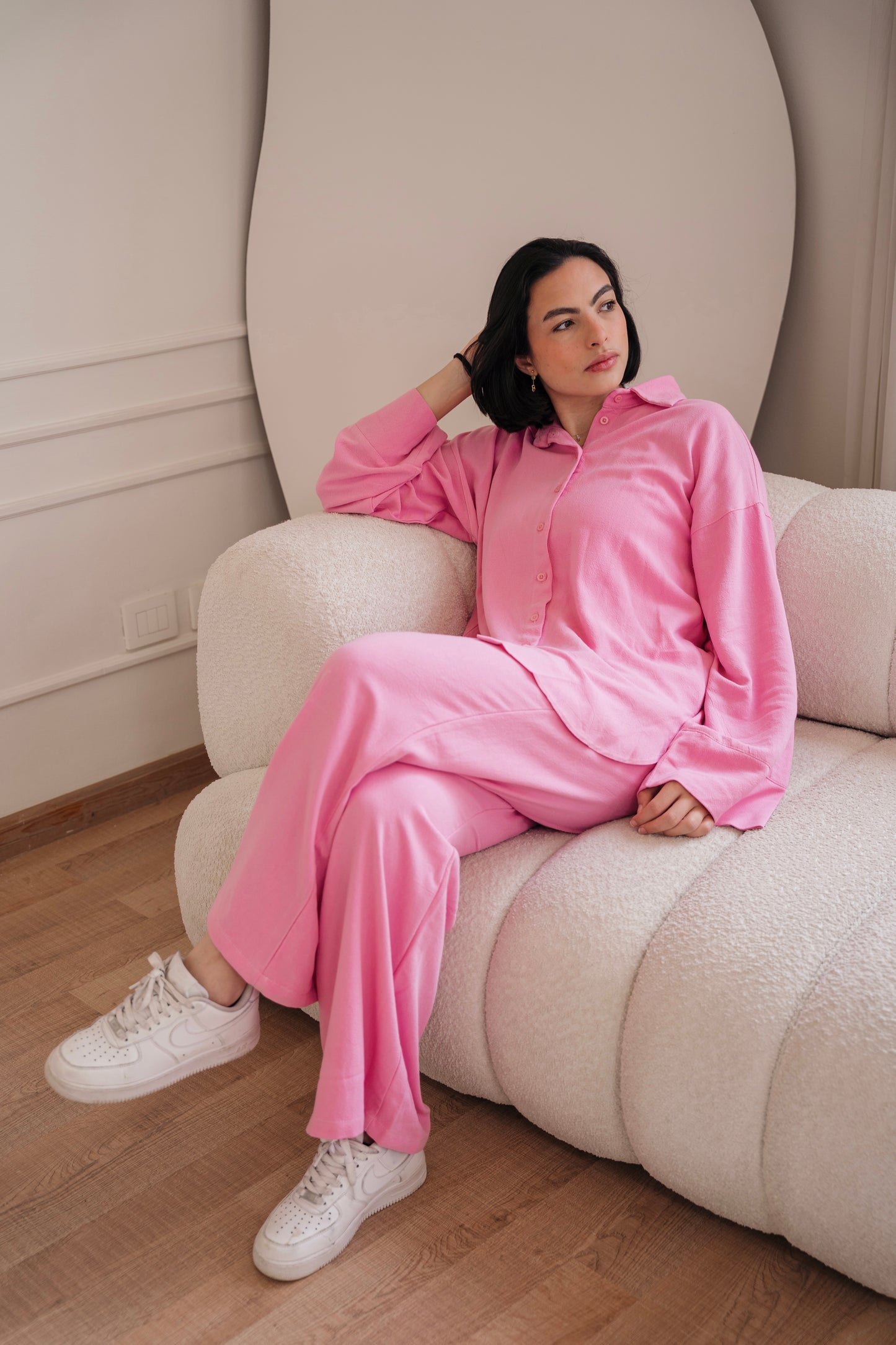 Lino - wide pants in Candy pink