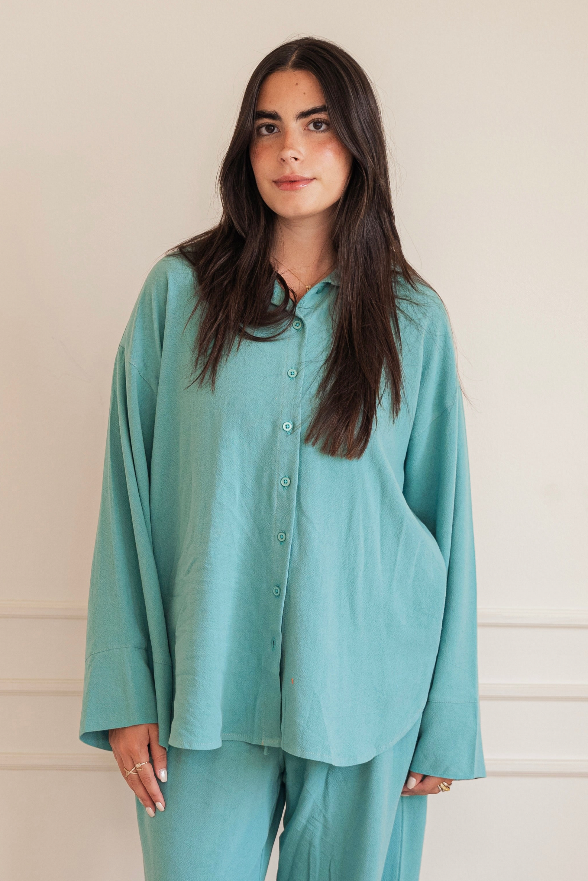 Lino - shirt in Teal