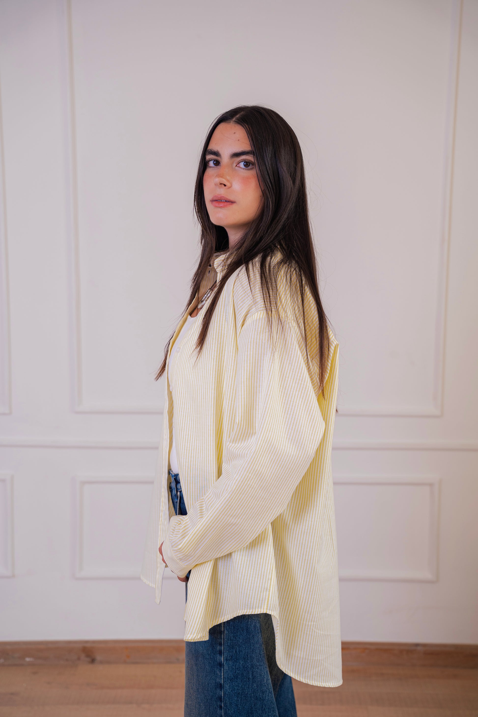 Ease - shirt striped oxford in yellow