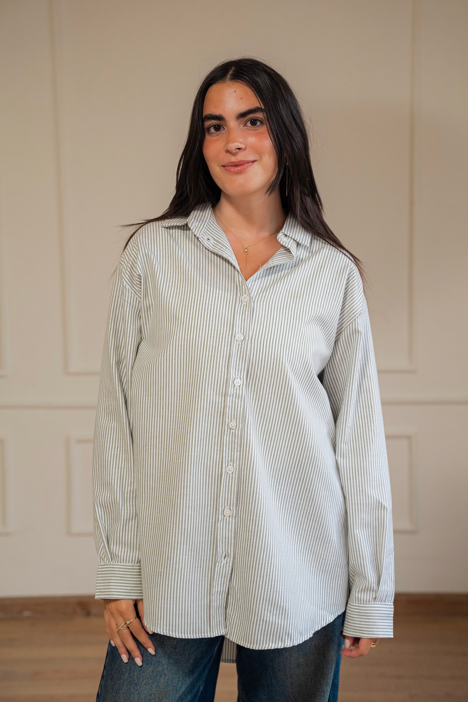 Ease - shirt striped oxford in olive