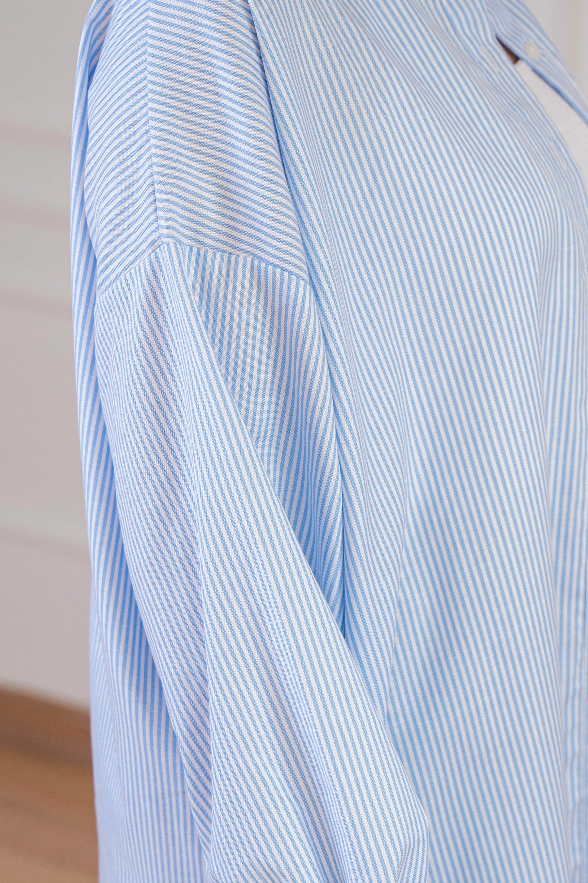 Puff high-low shirt striped Oxford in Blue