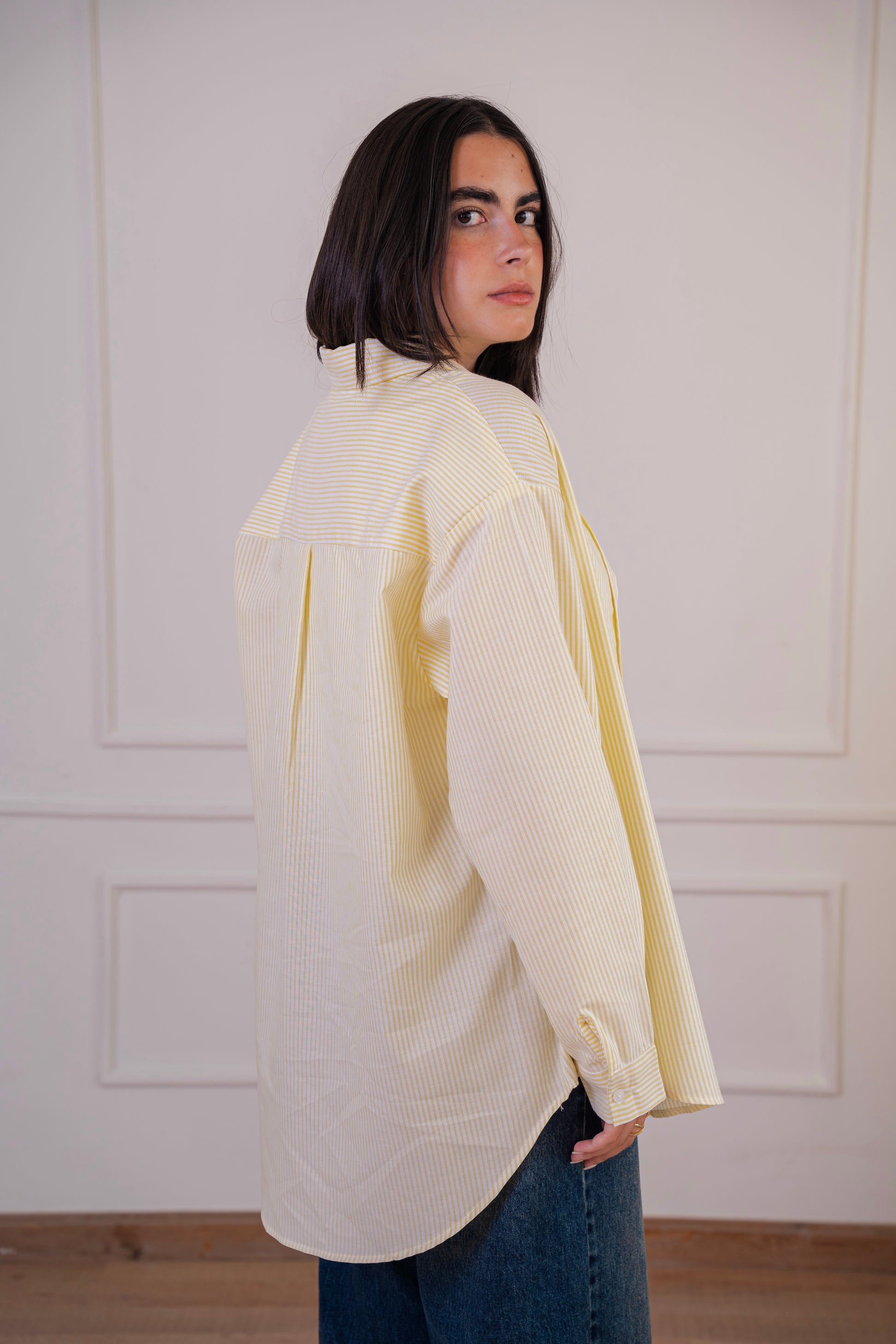 Ease - shirt striped oxford in yellow