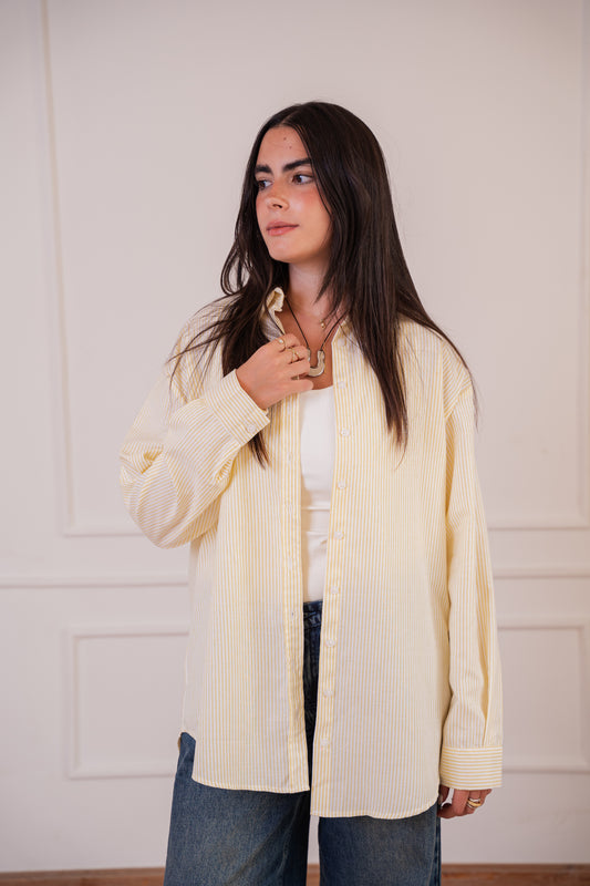 Ease - shirt striped oxford in yellow