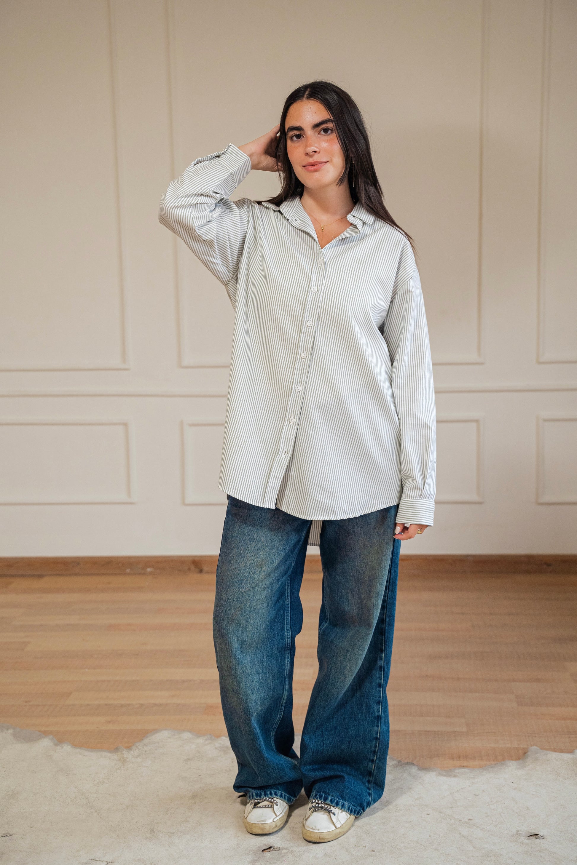 Ease - shirt striped oxford in olive