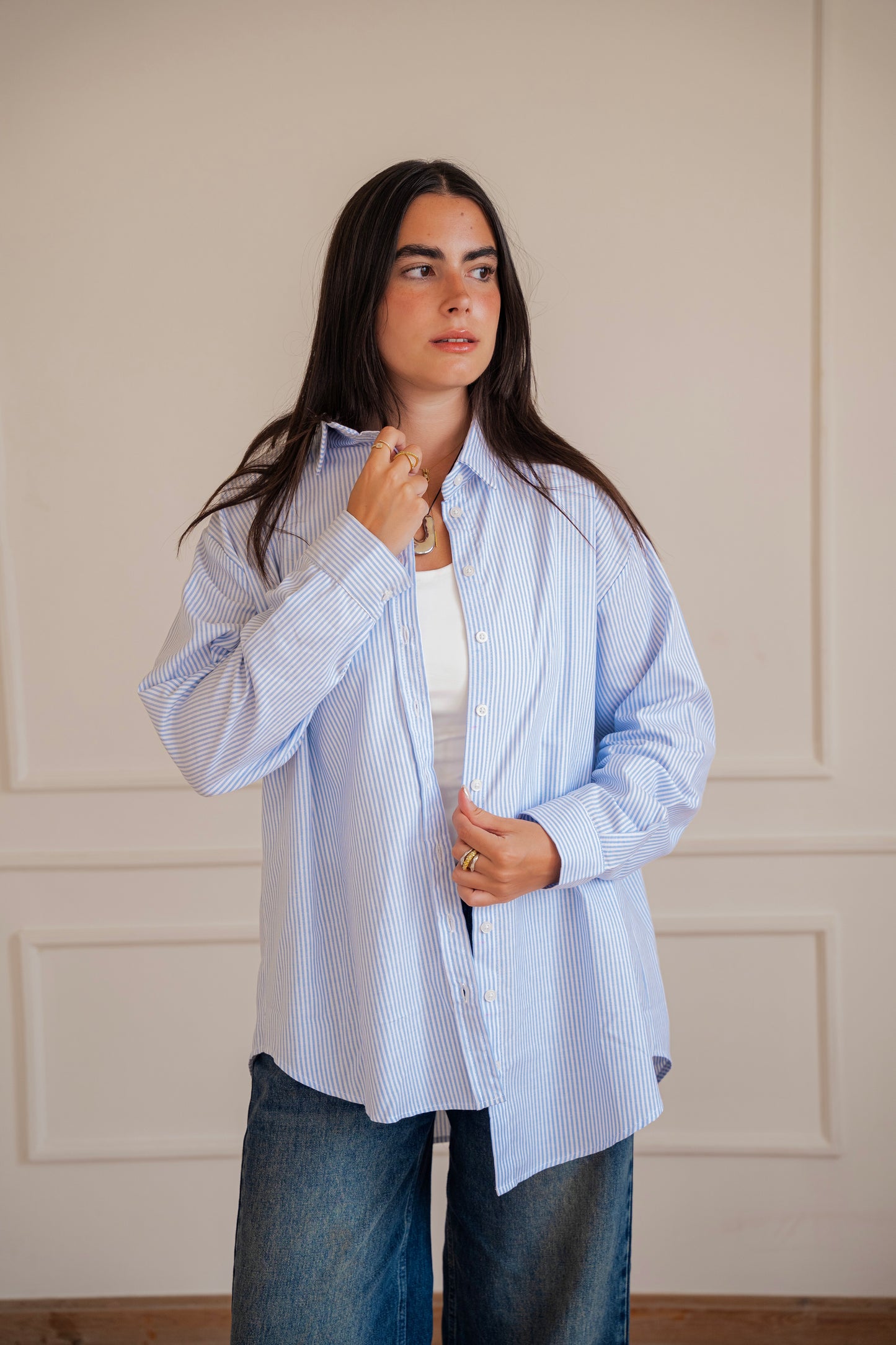 Ease - shirt striped oxford in blue