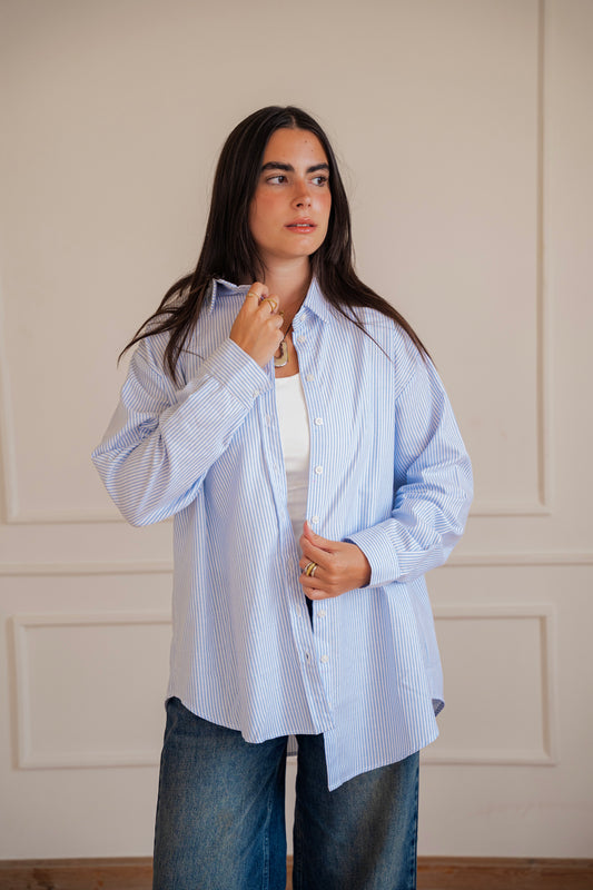 Ease - shirt striped oxford in blue