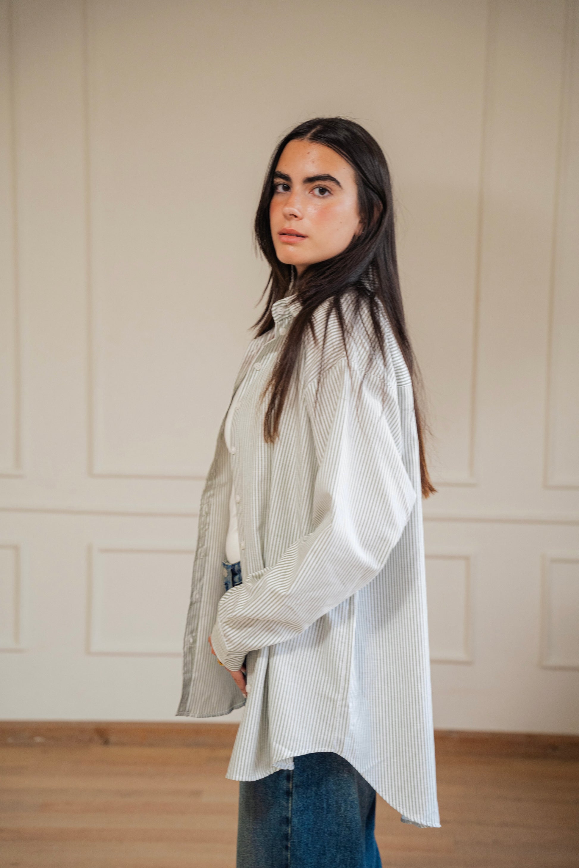 Ease - shirt striped oxford in olive