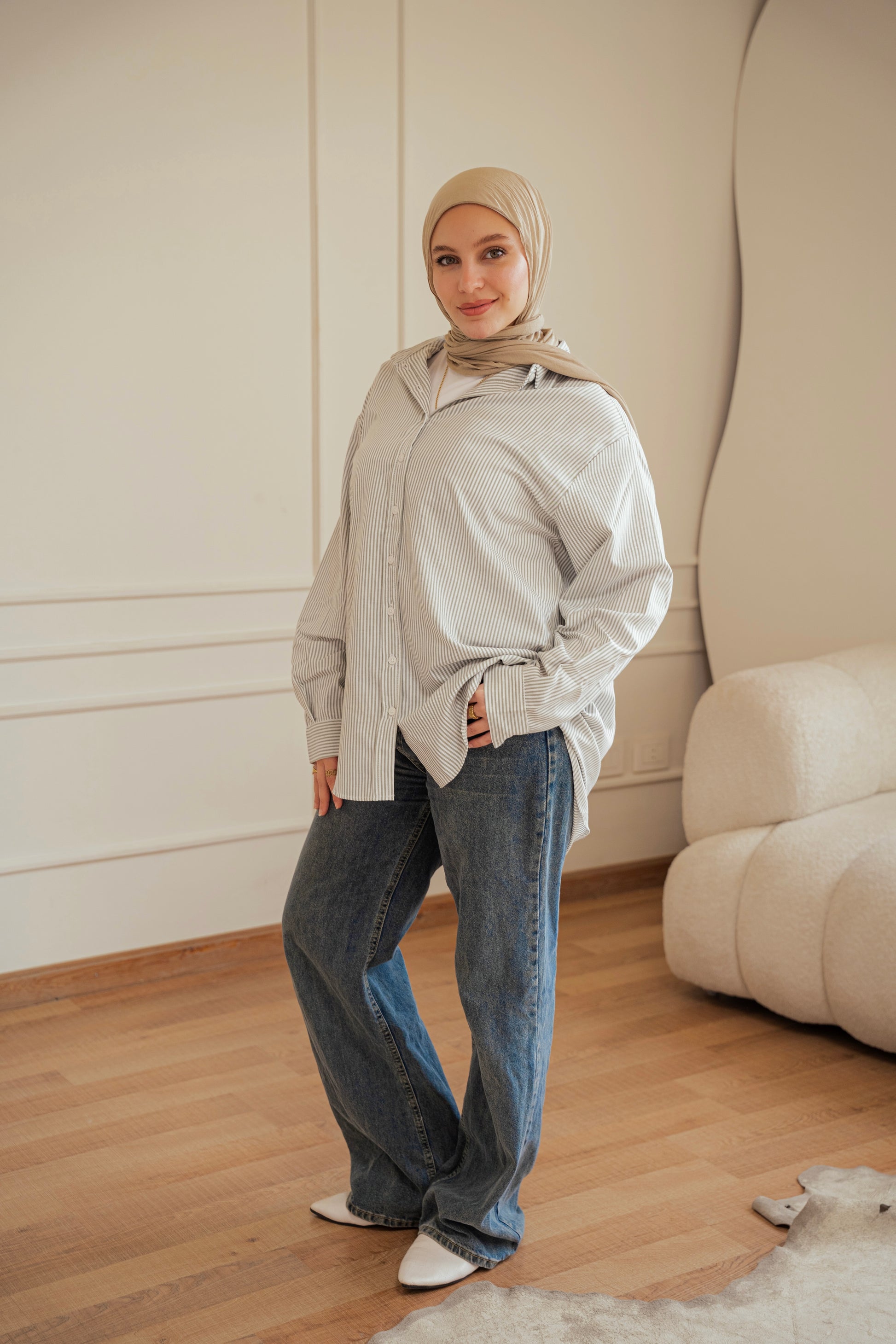 Ease - shirt striped oxford in olive