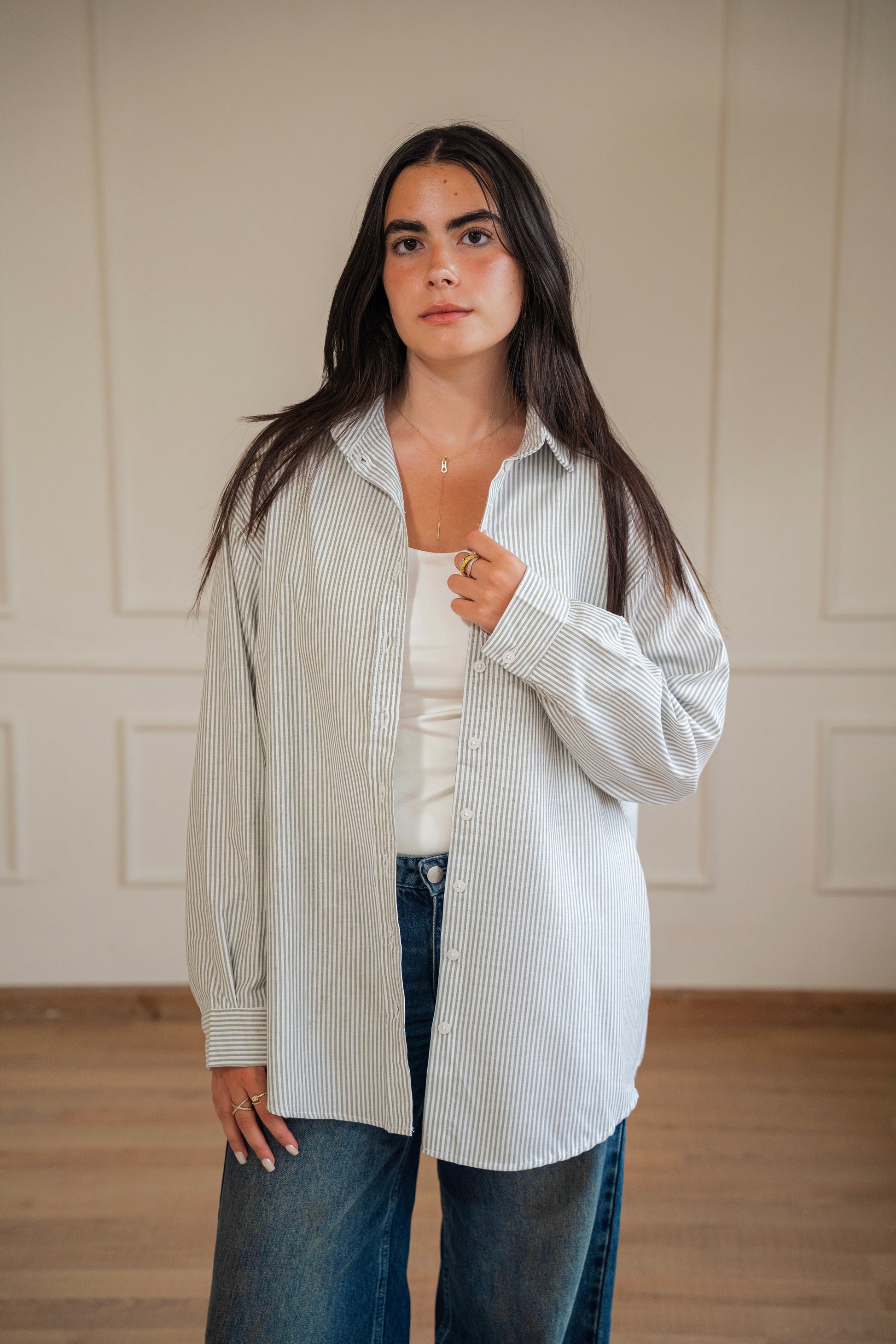 Ease - shirt striped oxford in olive