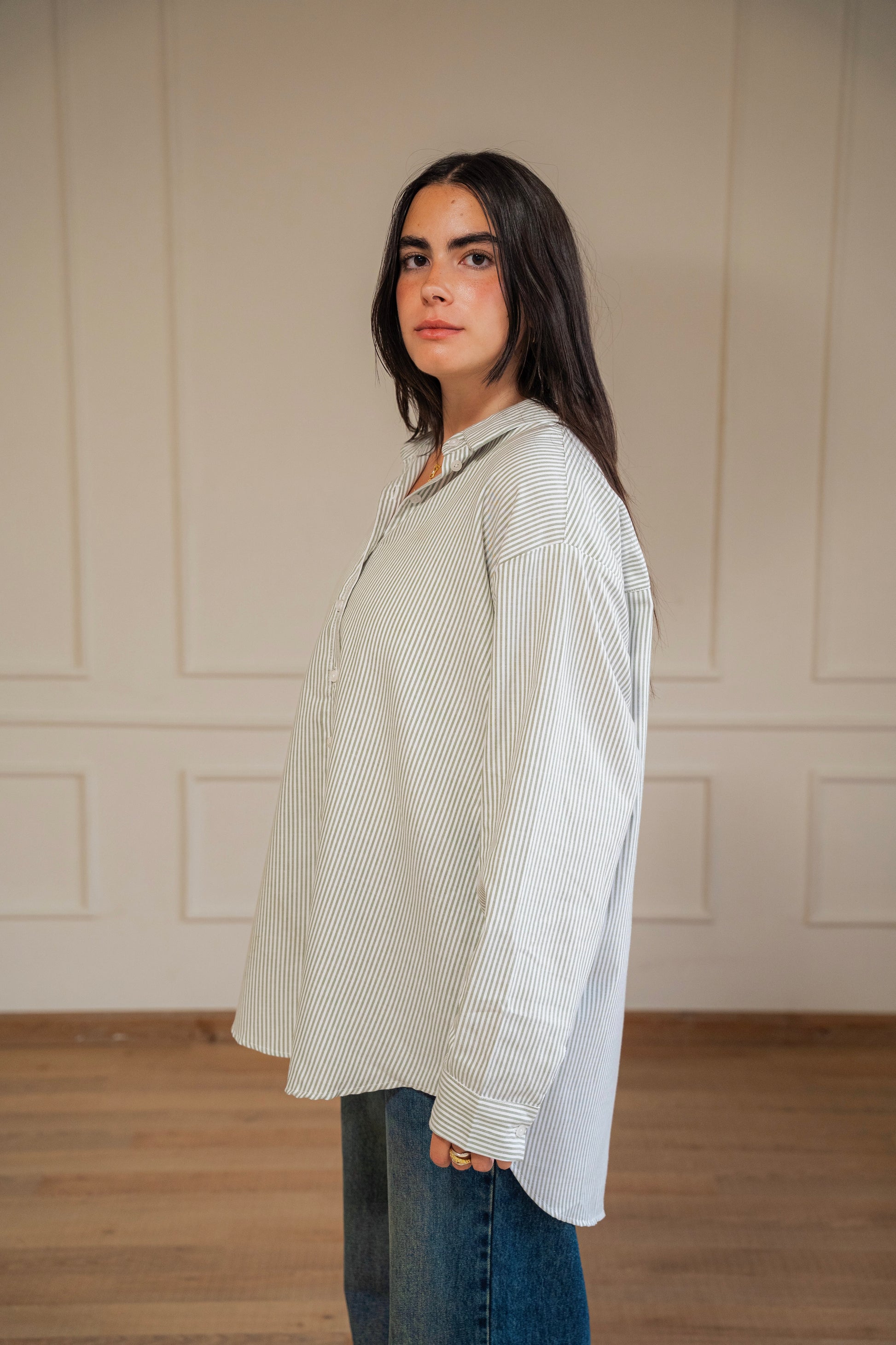 Ease - shirt striped oxford in olive