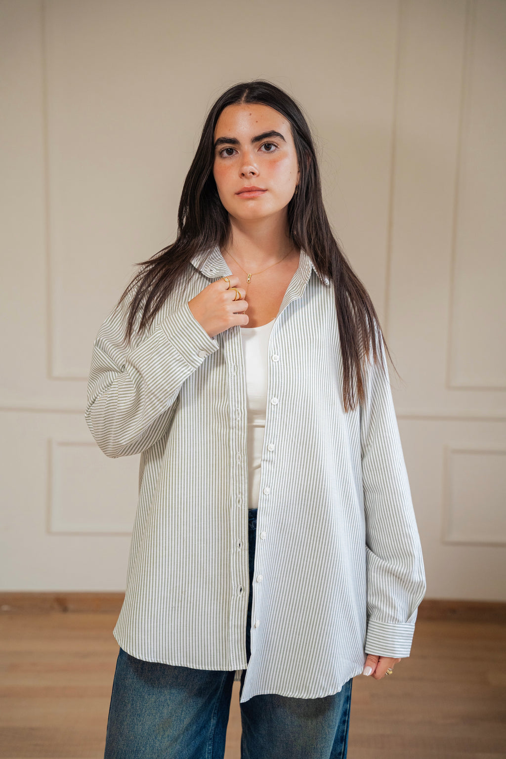 Ease - shirt striped oxford in olive