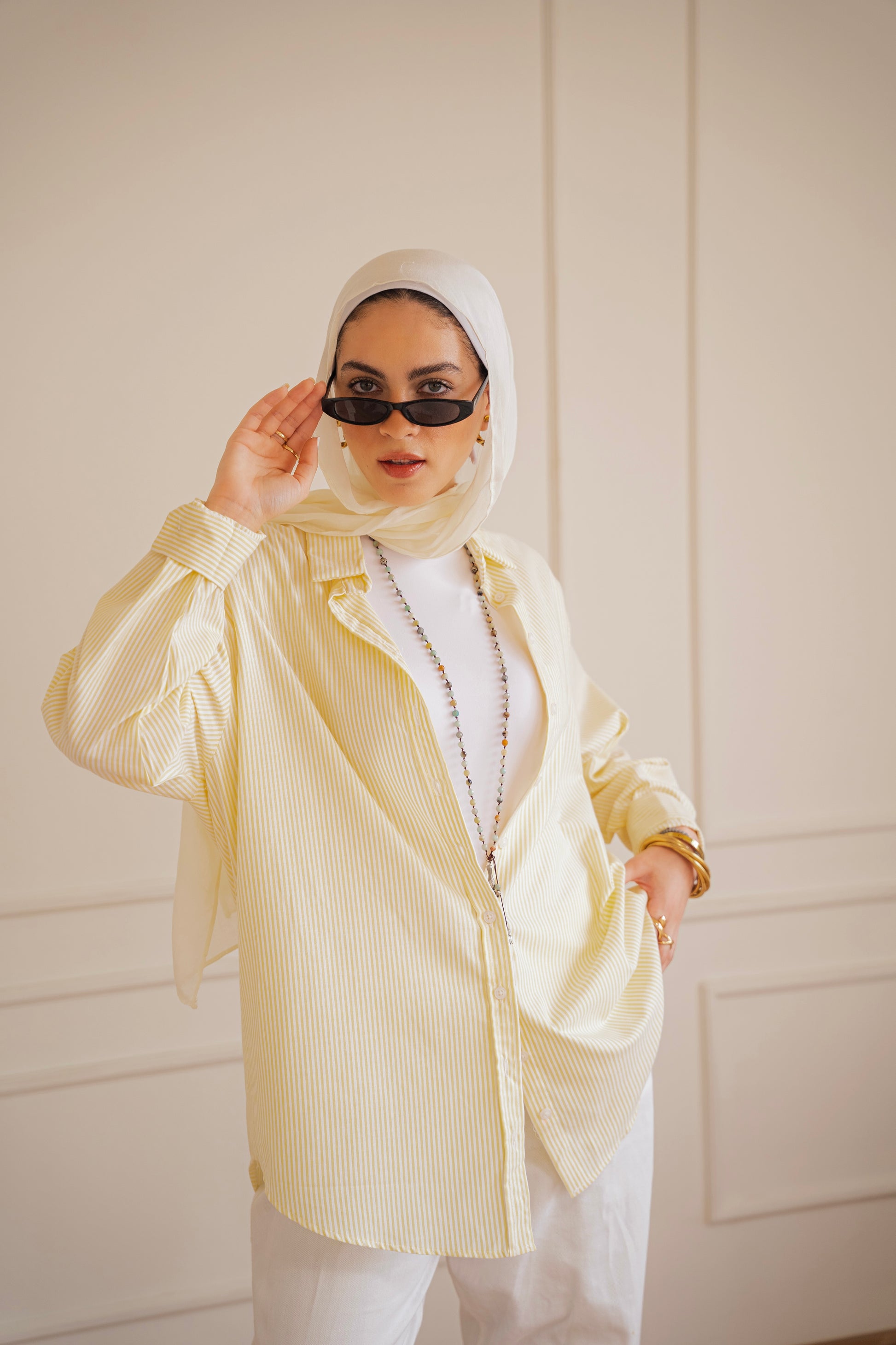 Ease - shirt striped oxford in yellow