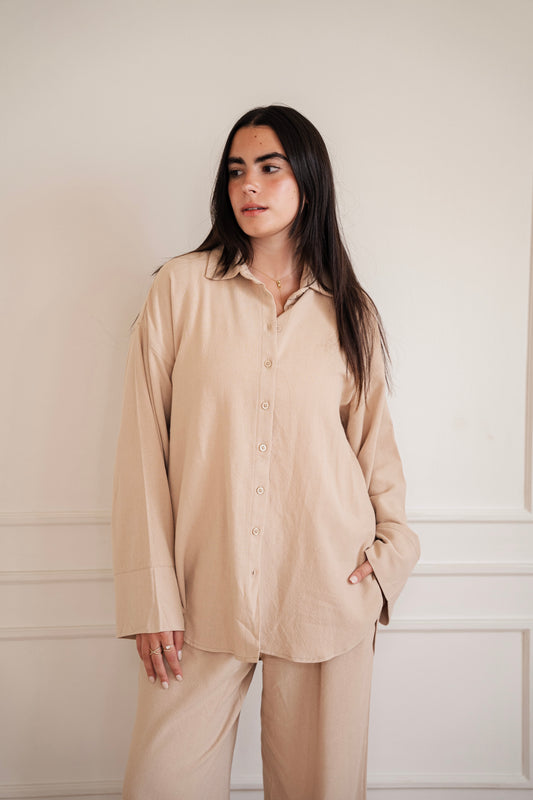 Lino - shirt in Cafe