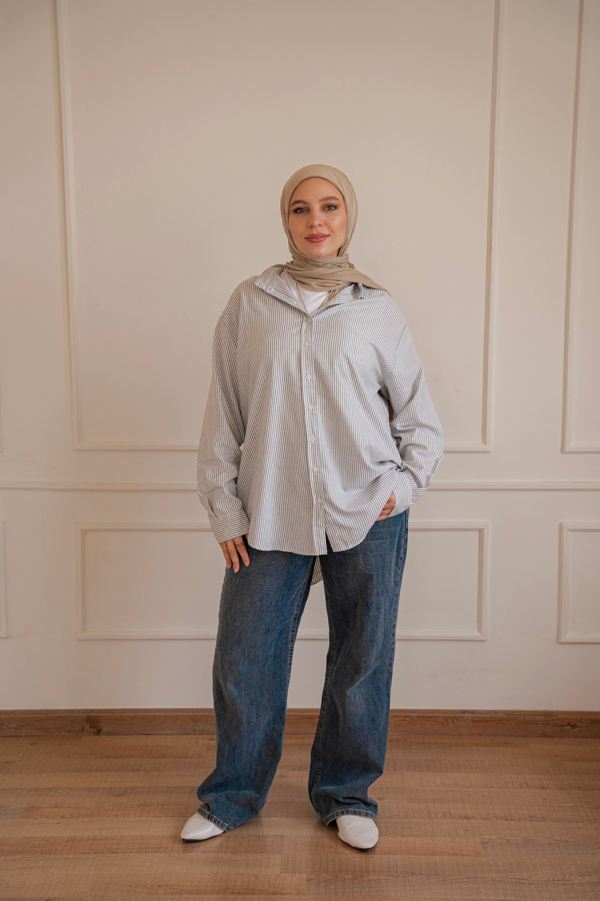 Ease - shirt striped oxford in olive