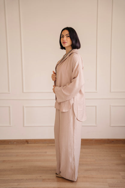 Crinkled - wide pants in Beige