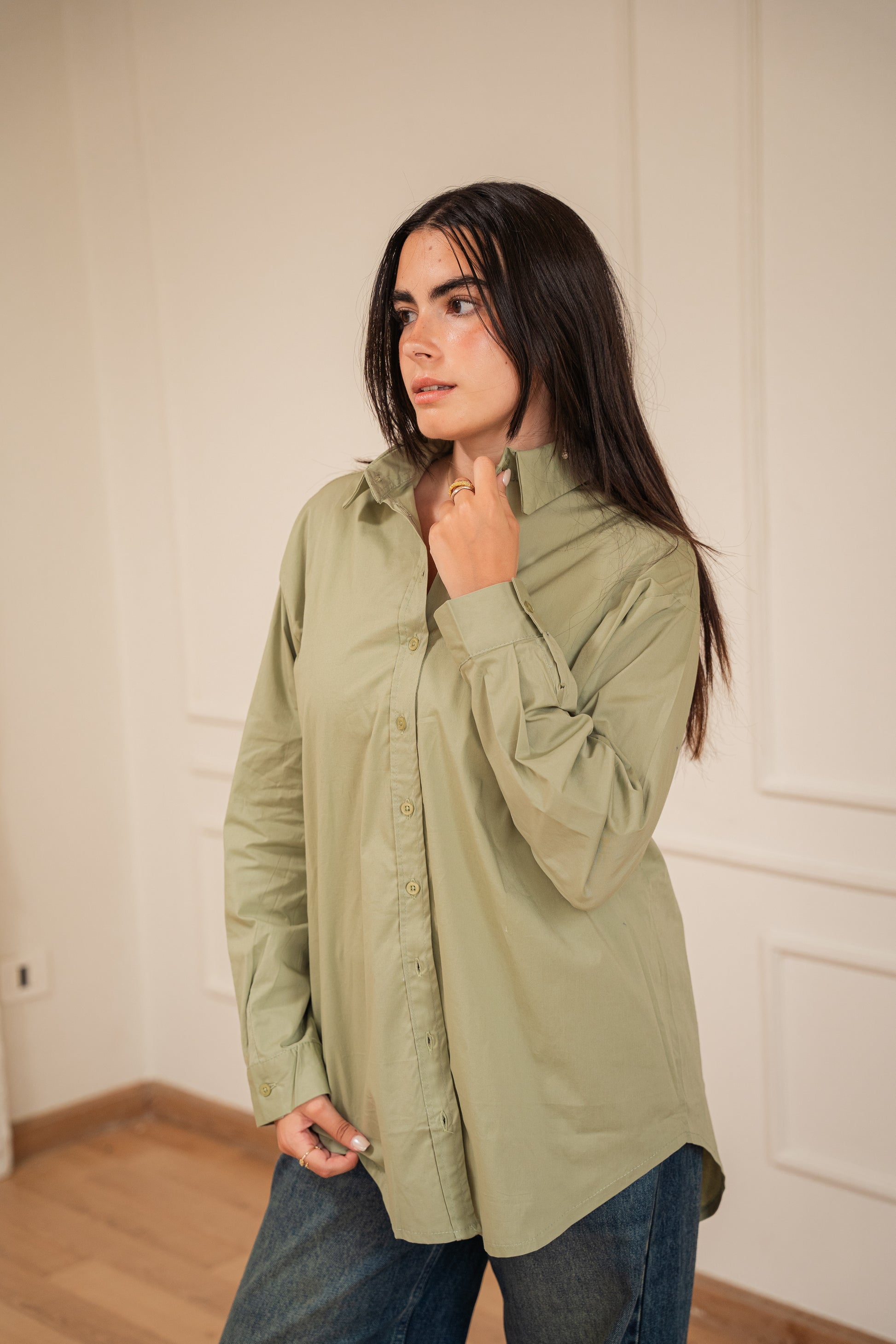 Ease shirt in popline Olive